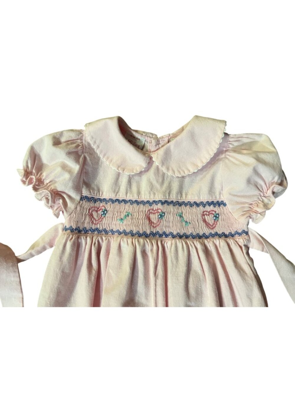 Vintage Allison Ann 24M Pink Smocked Bubble Romper Hearts Flowers Used - Picture 5 of 13